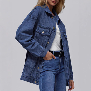Women's Long Sleeve Loose <b>Denim</b> <b>Jacket</b> Fashion Button Up Casual Jean Coat <b>Custom</b> OEM ODM Wholesale - Product Image 4