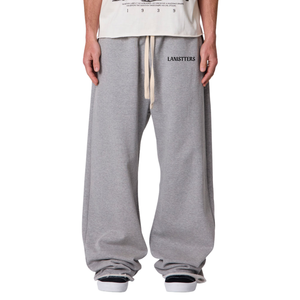 customized mens baggy <b>fleece</b> <b>trousers</b> wide leg pants drawstring waist open hem streetwear bottoms small logo sweatpants relaxed - Product Image 1