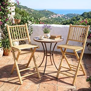 Chaise de bar pliante artisanale en bambou naturel avec dossier à lattes pour les collections de meubles modernes pour la maison et l'hôtellerie - Product Image 1
