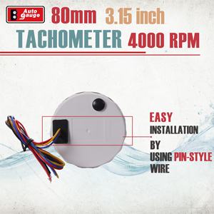 Nouveau tachymètre analogique électrique 7 couleurs 80 mm 4000 tr/min avec compteur horaire 12V 24V étanche IP67 pour voiture et marine - Product Image 4
