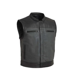 Chaleco de cuero de 2 tonos, diseño hip hop USA, precio económico, alta calidad, chaleco de cuero con logo propio, piel de oveja - Product Image 2