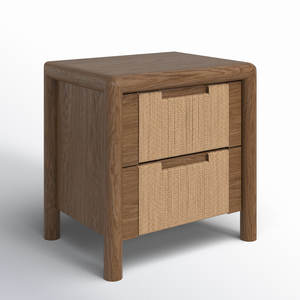 Colección de muebles de dormitorio de mesita de noche de mimbre tejida de 2 cajones - Product Image 3