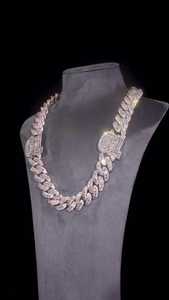 22mm Cuban Link <b>Chain</b> Necklace 925 Silver Lab Diamond Dual Tone Mixed Cut Emerald Round <b>Iced</b> <b>Out</b> Wholesale Men's Hip Hop style - Product Image 3