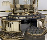 Ensemble de meubles de chambre à coucher de style moderne noir et or, avec design en bois de teck sculpté, taille personnalisée et fabrication OEM disponible