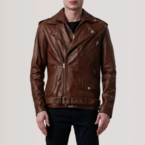 Veste d'hiver unisexe en cuir de vachette véritable, qualité supérieure, OEM ODM, décontractée, avec fermeture éclair, imperméable, col montant, personnalisation frontale - Product Image 1