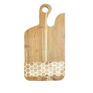 Planche à découper en bois tendance, forme rectangulaire, finition naturelle, réutilisable, passe au lave-vaisselle, épaisseur 1,3 cm, ustensile de cuisine pour la découpe - Product Image 6