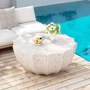 Tavolino da Caffè Moderno in Cemento MgO da 90 cm, Resistente e Impermeabile, per Terrazze, Giardini e Cortili - Product Image 1