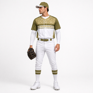 Maillot de baseball rayé rouge et noir à manches longues, uniforme respirant avec col boutonné et pantalon assorti - Product Image 6