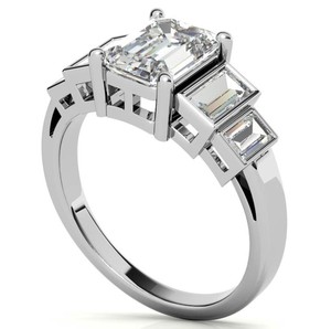 <b>Emerald</b> Cut Solitaire Moissanite <b>Ring</b> 925 Sterling <b>Silver</b> 18K Gold Plated Luxury Engagement Wedding Promise Bridal <b>Ring</b> - Product Image 4