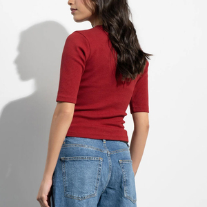 Women's Crew Neck Breathable Eco-Friendly Quick Dry Leisure Top with Slim Fit 100% Cotton Jersey for Everyday Wear <b>Spring</b>/Summer - Product Image 5