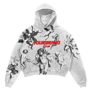 OEM ácido lavado hombres pulóver sudaderas 500GSM 100% algodón DTG estampado sudaderas Streetwear talla grande en blanco piedra lavado Sudadera con capucha - Product Image 3