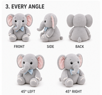 Peluche Éléphant Mignonne pour Bébé, Animal en Peluche Kawaii, Coton PP Doux, Doudou, Cadeau pour Enfants