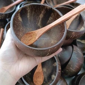 Juego de Tazón y Cuchara, Tazones de Cáscara de Coco Tallados a Mano, Tazón para Ensalada o Portavelas, Artesanía Sostenible, Venta al por Mayor, Vietnam - Product Image 4