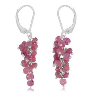925 Sterling Silver Pink Opal Beaded Cluster Dangle Earrings Lever <b>Back</b> <b>Drop</b> Jewelry for Women Party Wedding Gift - Product Image 1