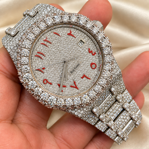 นาฬิกา Raj Gems Iced Diamond Mechanical ETA ตัวเรือนสแตนเลสสตีล 41 มม. หน้าปัดอนาล็อก หรูหราสำหรับผู้หญิง สายแบบ Deployment Clasp - Product Image 1