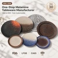 Assiette de service petite en mélamine de qualité A5, 8 pouces, style Wabi-sabi rustique texturé, pour apéritif, salade, dessert, café, Izakaya, vente en gros, OEM