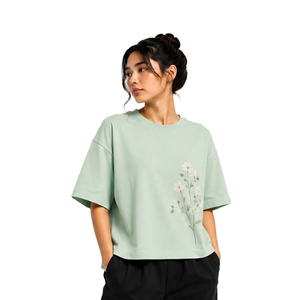 Custom Womens Oversized Boxy Tee Heavyweight Cotton Short Sleeve Streetwear T Shirt OEM ODM Private Label Bulk Apparel Womens - Product Image 1