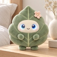 Jouet en peluche interactif en forme de feuille avec des yeux lumineux et une réaction tactile, compagnon végétal parlant mignon pour enfants et adultes