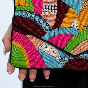 Luxury Evening Custom Designer Fashion <b>Handbag</b> Multicolor Beaded Clutch Crossbody Geometric <b>Sequin</b> Embroidery Portable Custom - Product Image 2