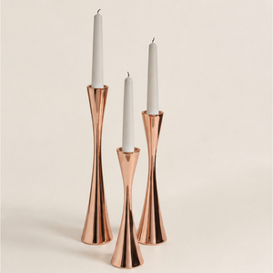 Modern Rose Gold Metal <b>Candle</b> Holder Set Elegant Copper Finish Candlestick Stand for Wedding Table Centerpieces Romantic <b>Dinner</b> - Product Image 3