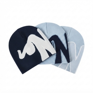 Custom Streetwear Jacquard Beanie OEM Knit <b>Winter</b> <b>Hat</b> Embroidered Logo Cuffed Acrylic Adjustable Ski Beanie for <b>Men</b> Women - Product Image 2