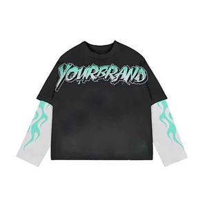 เสื้อยืดแขนคู่พิมพ์ลายโลโก้ตามสั่ง ผ้าฝ้าย 100% คุณภาพพรีเมียม สำหรับใส่ลำลอง 男女兼用 - Product Image 3