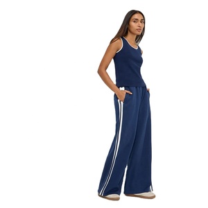 Chaleco Corto sin Mangas Transpirable para Mujer, Azul Marino con Ribete en Contraste, Ropa Deportiva Casual de Verano, Venta al Por Mayor - Product Image 5