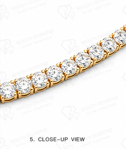 Collar de tenis de diamantes de laboratorio redondos premium, hecho a mano con engaste de cuatro puntas, simétrico y flexible, para ocasiones nupciales, joyería fina de lujo. - Product Image 3