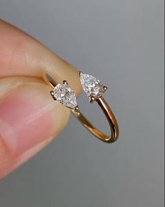 Luxury <b>twin</b> pear cut open bypass diamond ring modern engagement bridal anniversary fine jewelry collection design - Product Image 4