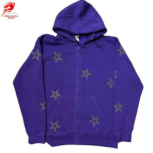 Sudaderas con capucha para hombre estilo streetwear con pedrería y bolsillo canguro, estilo moderno y a la moda, al por mayor. - Product Image 1