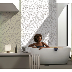 Simple Design 12x18 Bathroom Outdoor Ceramic Wall Tile 8mm Thick 30x45cm Grey <b>White</b> Glossy Glazed Mosaic Backsplash Waterproof - Product Image 5