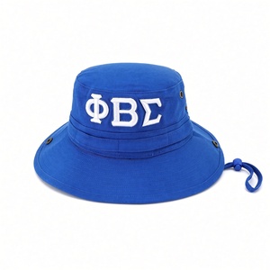 Sombrero Boonie Azul Rey Phi Beta Sigma con Letras Griegas Bordadas en Blanco, Ala Ancha, Cordón para la Barbilla, Fraternidad, Protección Solar para Exteriores - Product Image 3