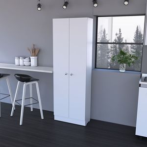 Mobiletto alto rettangolare bianco a 2 ante Buxton per soggiorno - Product Image 1