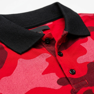 Camisetas Polo Personalizadas con Camuflaje Rojo para Hombre, Corte Ajustado, Transpirables, Manga Corta, Casuales, Sublimadas - Product Image 4