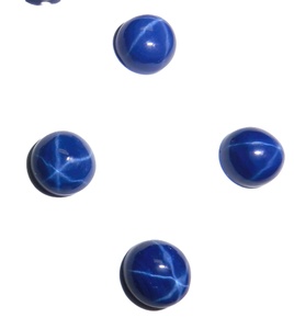 Zafiro Azul Estrella Redondo de 8x8 mm, 3.5 Quilates, Creado en Laboratorio, Cabujón Pulido con Efecto de Estrella de 6 Puntas, 4.5 mm de Altura, para Joyería - Product Image 4