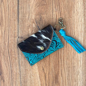 2024 nouveau Design sac à main en cuir de vachette avec porte-clés Western Full Grain véritable portefeuille en cuir Floral en relief pour les femmes - Product Image 2