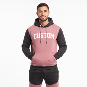 Sweat à capuche pour homme, coupe classique, couleur contrastée, 100% polyester, tricoté, poche kangourou, streetwear décontracté, logo personnalisé - Product Image 1