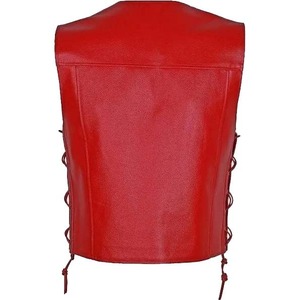 Chaleco de Cuero Rojo para Motocicleta para Hombre con 10 Bolsillos, Chaleco de Motociclista Premium - Product Image 3