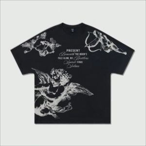 Camiseta de Algodón con Hombros Caídos Personalizada con Logotipo, Diseño Gráfico Impreso, MOQ Bajo, Ropa Casual de Calle para Uso Diario - Product Image 1