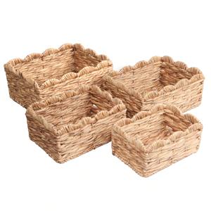 Ensemble de 4 paniers de rangement tissés à la main avec bord festonné, paniers de rangement faits à la main, vente en gros, écologiques, fabriqués au Vietnam - Product Image 1