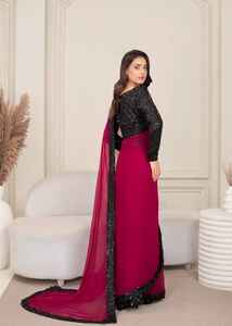 Sari de organza más vendido para fiestas, festivales y bodas - Sari de lujo con bordado elaborado y sin arrugas, listo para usar - Product Image 3