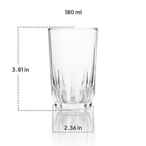 Juego de 6 vasos de vidrio transparente de 180 ml, aptos para congelador, sin plomo, aptos para lavavajillas, vasos cristalinos para jugo, leche, cócteles. - Product Image 3
