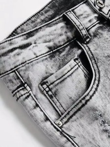 Pantalones cortos de mezclilla para hombre al por mayor, estilo casual, rectos, holgados, hasta la rodilla, para uso urbano, personalizados - Product Image 5