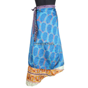 Nuevas faldas de seda vintage mágica de 38 pulgadas de largo, falda cruzada tipo sari, falda cruzada larga de seda hecha a mano, venta al por mayor. - Product Image 2