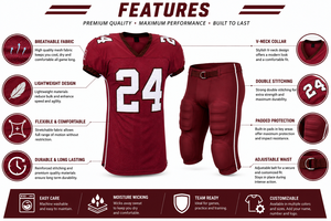 Uniforme de football américain personnalisé en gros, 100% polyester respirant, logo personnalisé, ensemble d'uniformes d'équipe par sublimation - Product Image 5