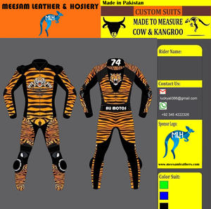Combinaison de moto en cuir de course, combinaison de moto en cuir épais fabriquée au Pakistan, vêtements de moto, combinaison de course Kangaroo, qualité supérieure - Product Image 4