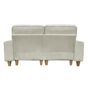 Divano a 2 Posti in Velluto a Coste con Seduta Profonda, Portabicchieri in Acciaio Inox Spazzolato e 2 Cuscini Decorativi per Arredamento Soggiorno - Product Image 6