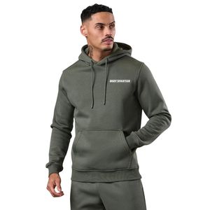 Sweat à capuche décontracté en molleton vert olive pour homme, à manches longues, idéal pour le sport et l'hiver - Product Image 1