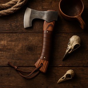 Forged Steel Flat <b>Backed</b> Hatchet With Wood Handle For Splitting Firewood - Product Image 4