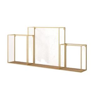 Minimalist Wall Mounted <b>Shelf</b> Three Layer White Metal Storage Rack for Living Room Durable Glossy Finish Rectangle Design - Product Image 4